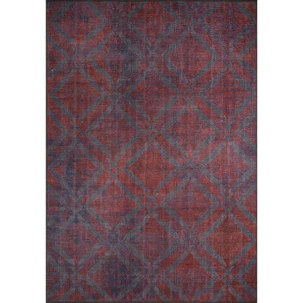 Orren Ellis Ellias Geometric Machine Woven Microfiber Area Rug in Red